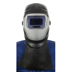 Czarna, skórzana osłona przodu szyi z licowej skóry wieprzowej (W0011)