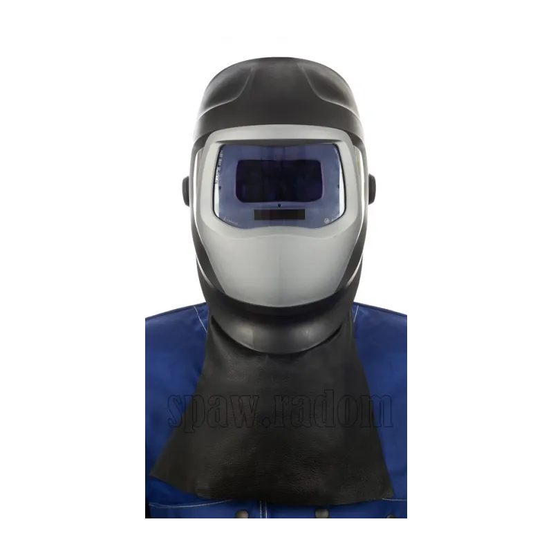 Czarna, skórzana osłona przodu szyi z licowej skóry wieprzowej (W0011)