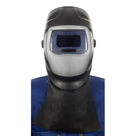 Czarna, skórzana osłona przodu szyi z licowej skóry wieprzowej (W0011)