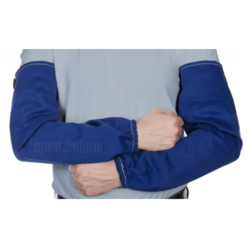 Niebieskie, trudnopalne, bawełniane rękawy spawalnicze Fire Fox 52cm (W0050)