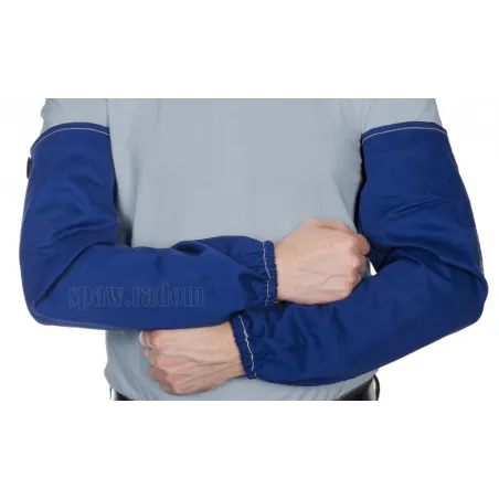 Niebieskie, trudnopalne, bawełniane rękawy spawalnicze Fire Fox 52cm (W0050)