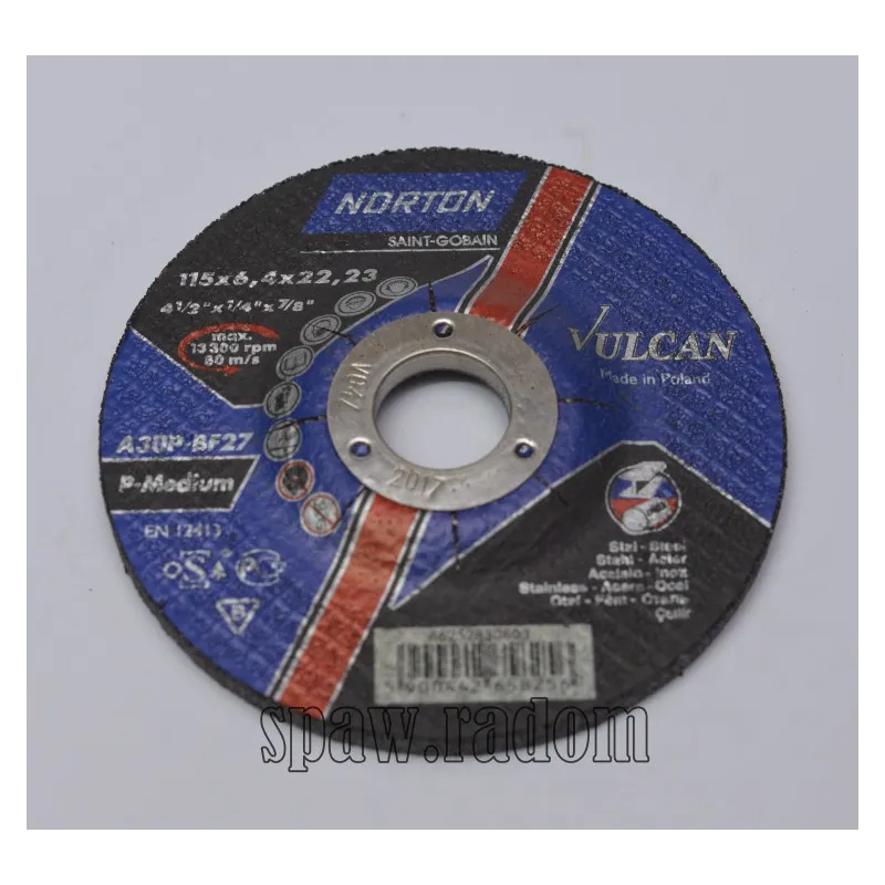 Tarcza do szlifowania metal/inox Vulcan 115x6.4x22.23 NORTON (N0041)