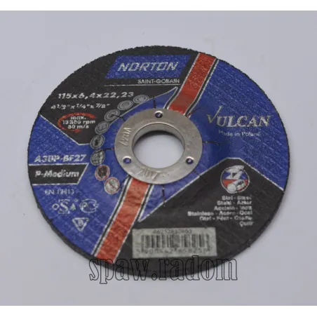 Tarcza do szlifowania metal/inox Vulcan 115x6.4x22.23 NORTON (N0041)