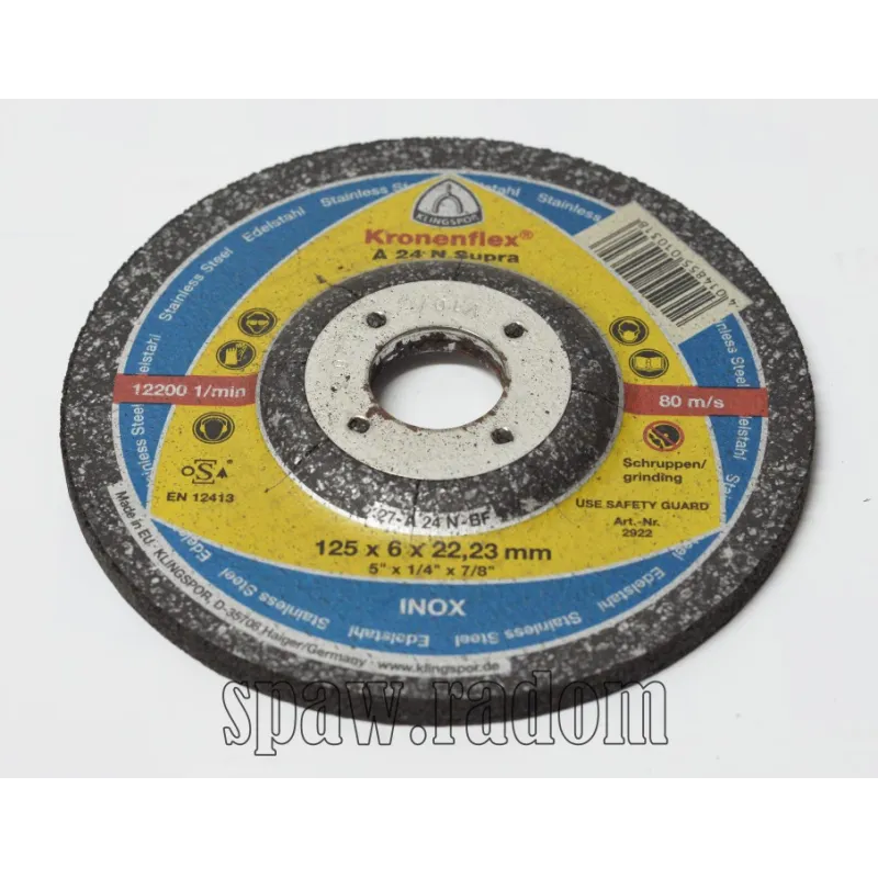 Tarcza do szlifowania inox A24N Supra 125x6,0x22 KLINGSPOR (K0025)