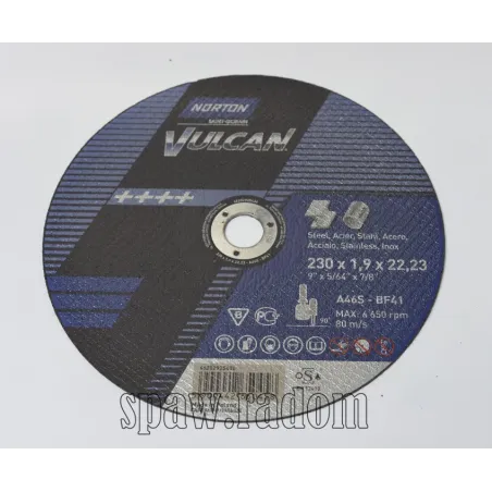 Tarcza do cięcia metal/inox Vulcan 230x1.9x22.23 NORTON (N0054)