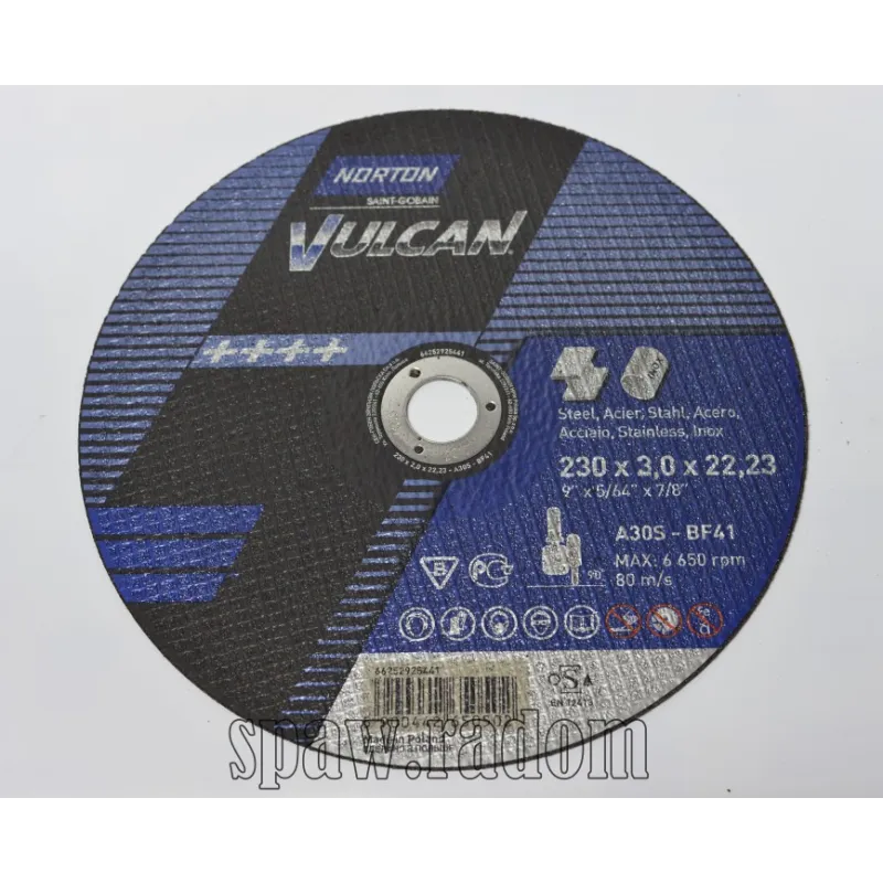 Tarcza do cięcia metal/inox Vulcan 230x3,0x22.23 NORTON (N0057)