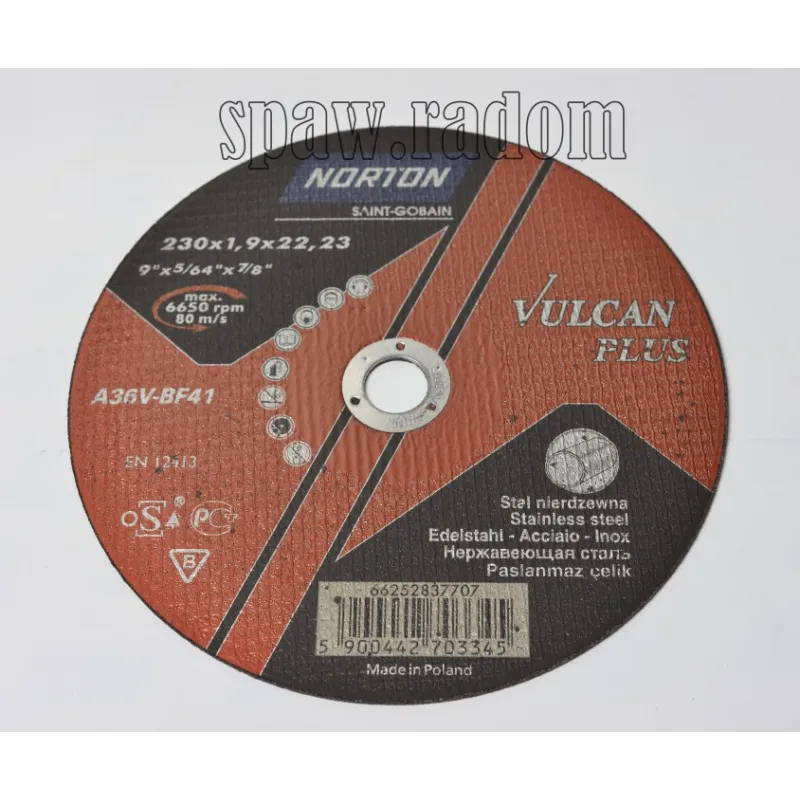 Tarcza do cięcia inox Vulcan Plus 230x1.9x22.23 NORTON (N0067)