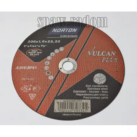 Tarcza do cięcia inox Vulcan Plus 230x1.9x22.23 NORTON (N0067)