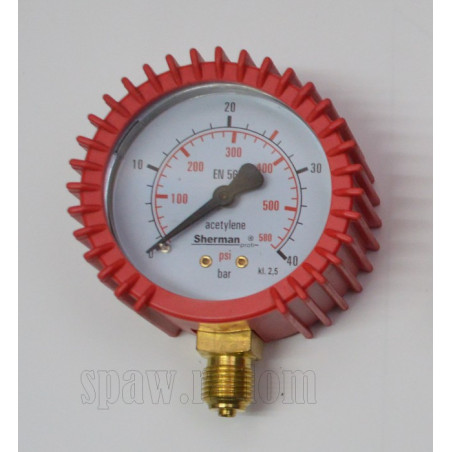 Manometr acetylen ciśnieniowy 40bar gwint M12x1,5 63mm (PERUN) (IM0477)