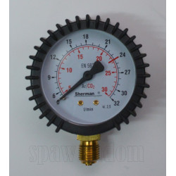 Manometr CO2/Argon roboczy 32l/min gwint 1/4 63mm (IMPORT) (IM0483)
