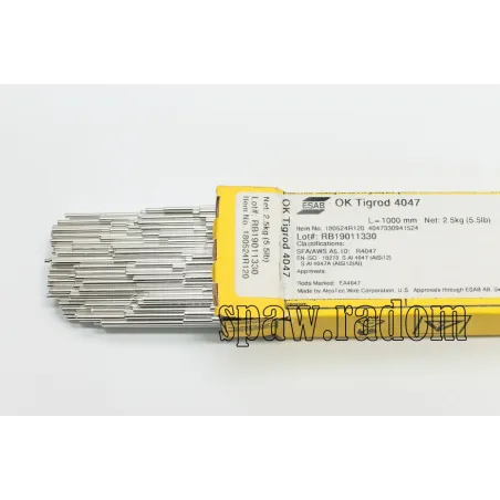 Drut do spawania OK TIGROD 4047 AlSi12 fi 2,0/2,5kg ESAB (ESAB2298) (cena za 1kg)