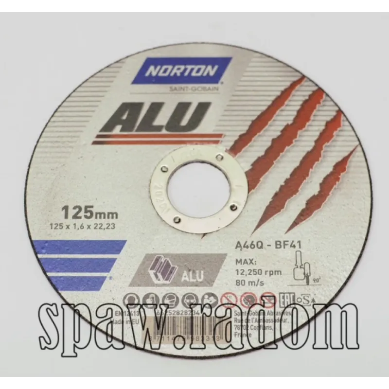 Tarcze do cięcia aluminium 125x1.0x22.23 NORTON (N6996) zestaw 10szt. + 1szt gratis