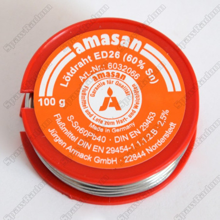 Cyna z topnikiem do lutowania ED26 (drut) fi 1,0/100g (AM4887)