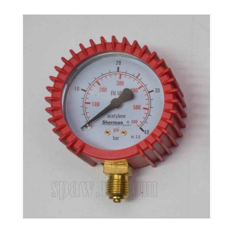 Manometr acetylen ciśnieniowy 40bar gwint M12x1,5 63mm (PERUN) (IM0477)