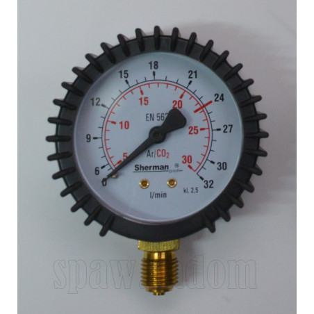 Manometr CO2/Argon roboczy 32l/min gwint 1/4 63mm (IMPORT) (IM0483)