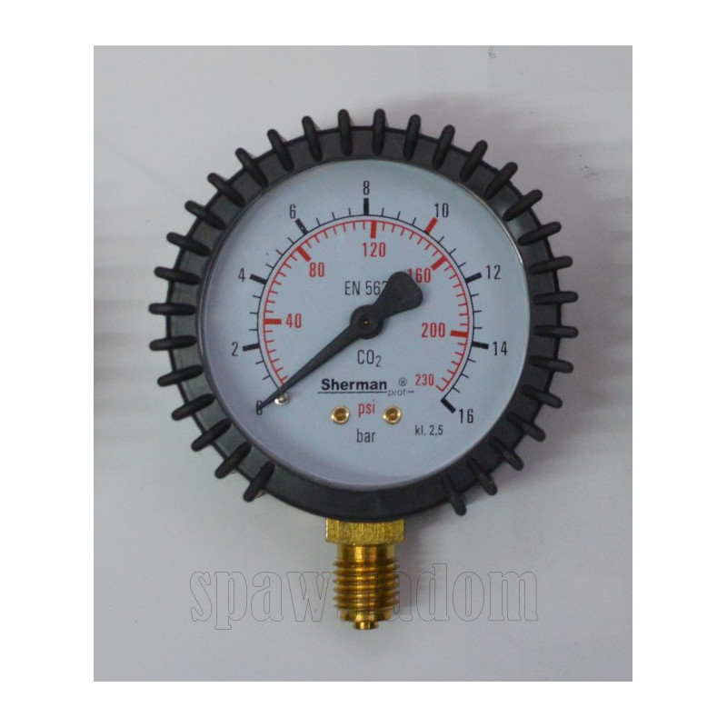 Manometr CO2/Argon roboczy 16bar gwint M12x1,5 63mm (PERUN) (IM0484)