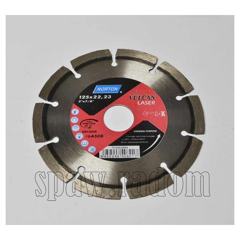 Tarcza diamentowa do betonu Vulcan Laser 125 x 22,23 NORTON (N0102)
