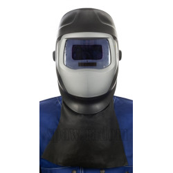 Czarna, skórzana osłona przodu szyi z licowej skóry wieprzowej (W0011)