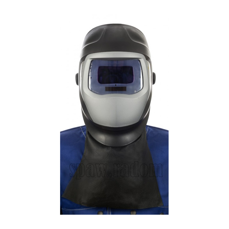 Czarna, skórzana osłona przodu szyi z licowej skóry wieprzowej (W0011)