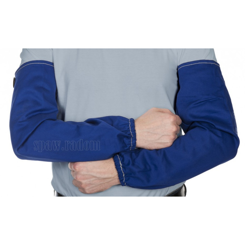 Niebieskie, trudnopalne, bawełniane rękawy spawalnicze Fire Fox 52cm (W0050)