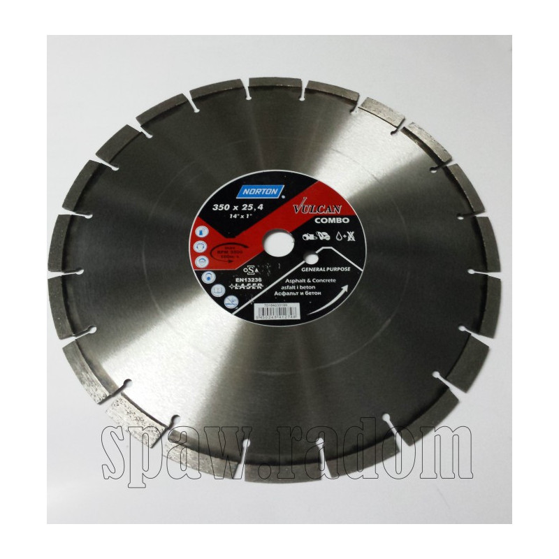 Tarcza diamentowa do betonu 350x 25,4 Vulcan Laser NORTON (N0120)