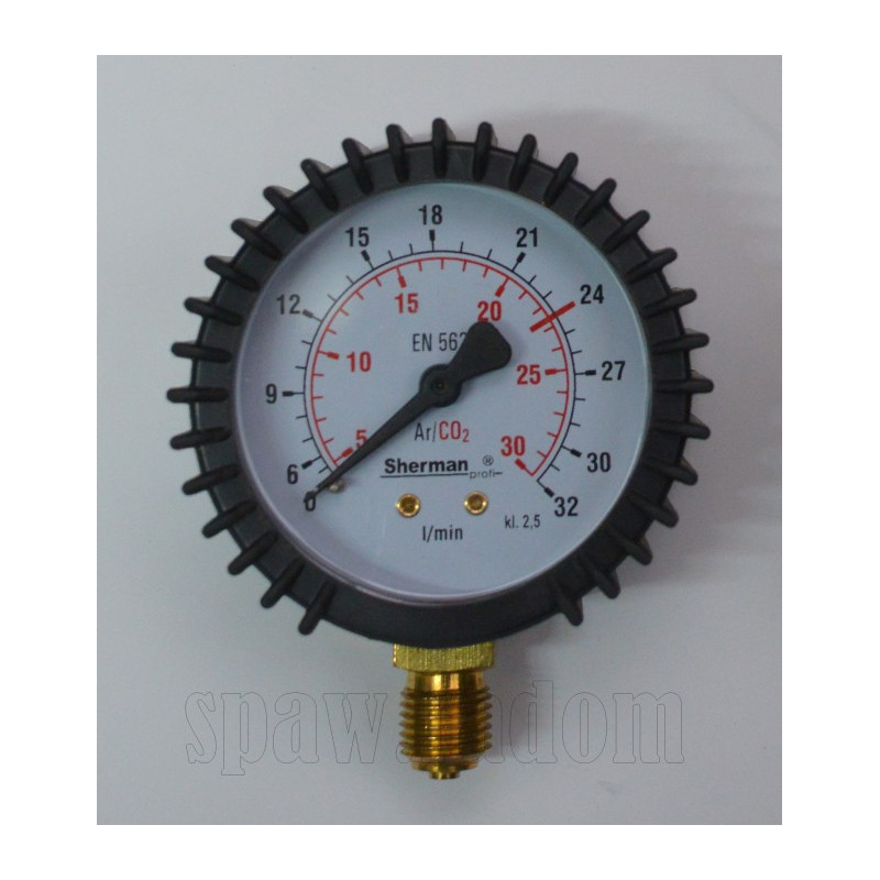 Manometr CO2/Argon roboczy 32l/min gwint M12x1,5 63mm (PERUN) (IM0475)