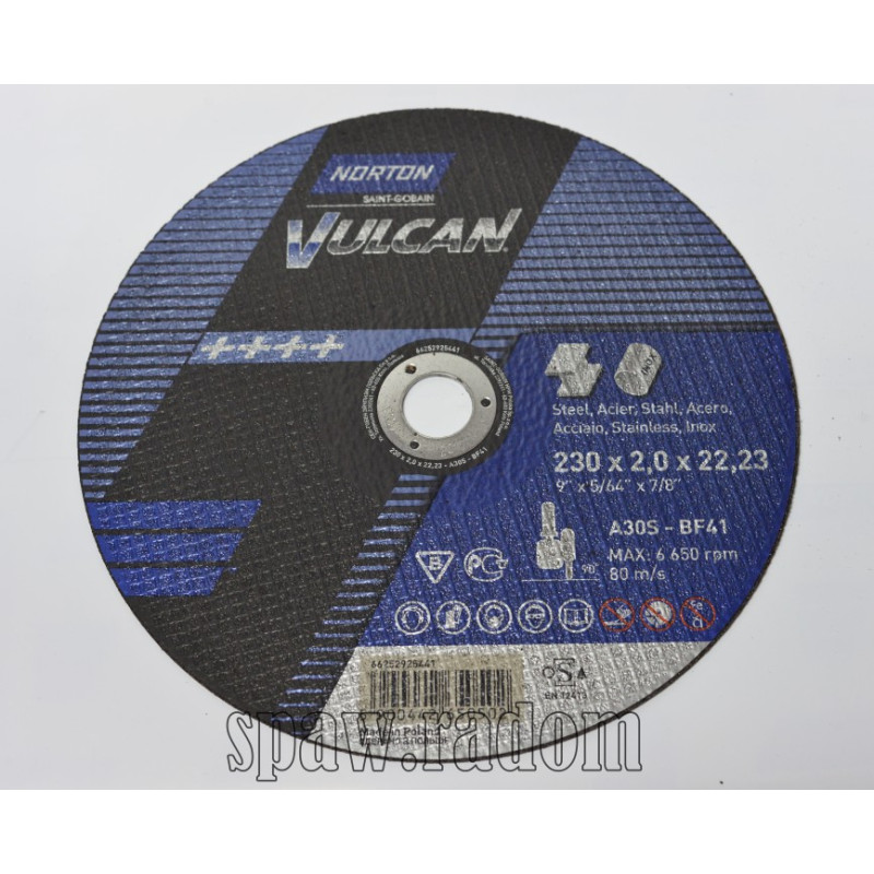 Tarcza do cięcia metal/inox Vulcan 230x2.0x22.23 NORTON (N0055)