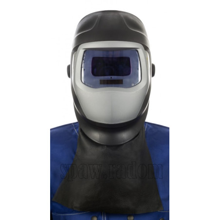 Czarna, skórzana osłona przodu szyi z licowej skóry wieprzowej (W0011)