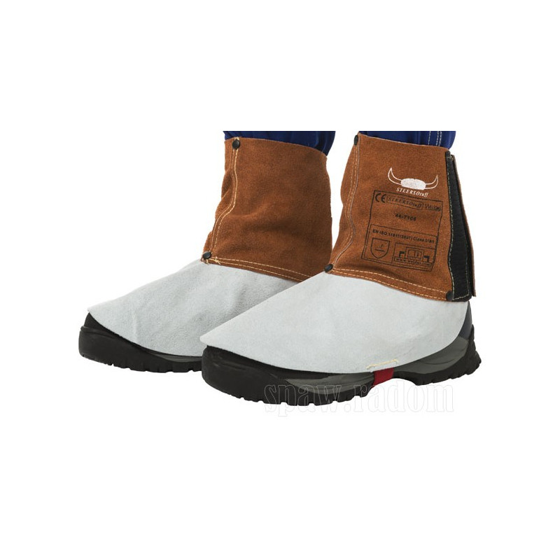 Skórzany nastopnik spawalniczy z dwoiny bydlęcej (para) - Lava Brown 15cm dł. (W0098)