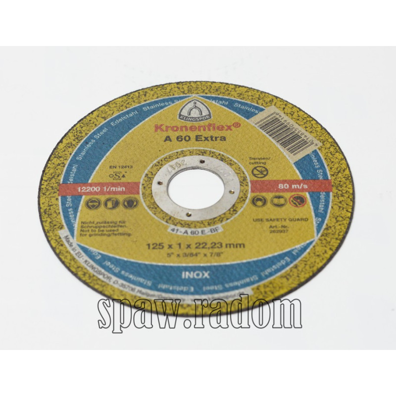 Tarcza do cięcia inox A60 Extra 125x1,0x22,2 KLINGSPOR (K0020)