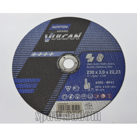 Tarcza do cięcia metal/inox Vulcan 230x3,0x22.23 NORTON (N0057)
