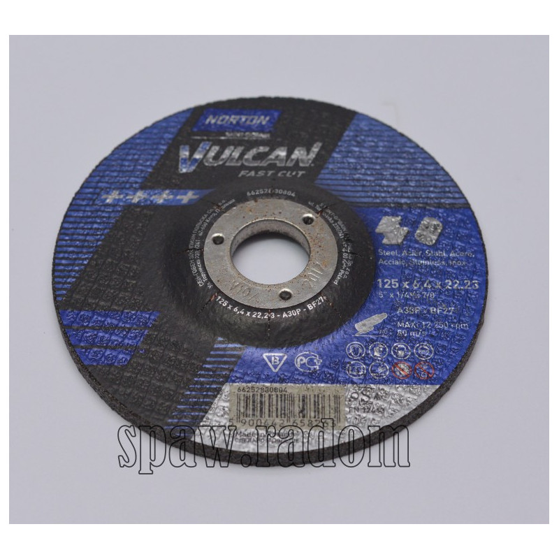 Tarcza do szlifowania metal/inox Vulcan 125x6.4x22.23 NORTON (N0042)