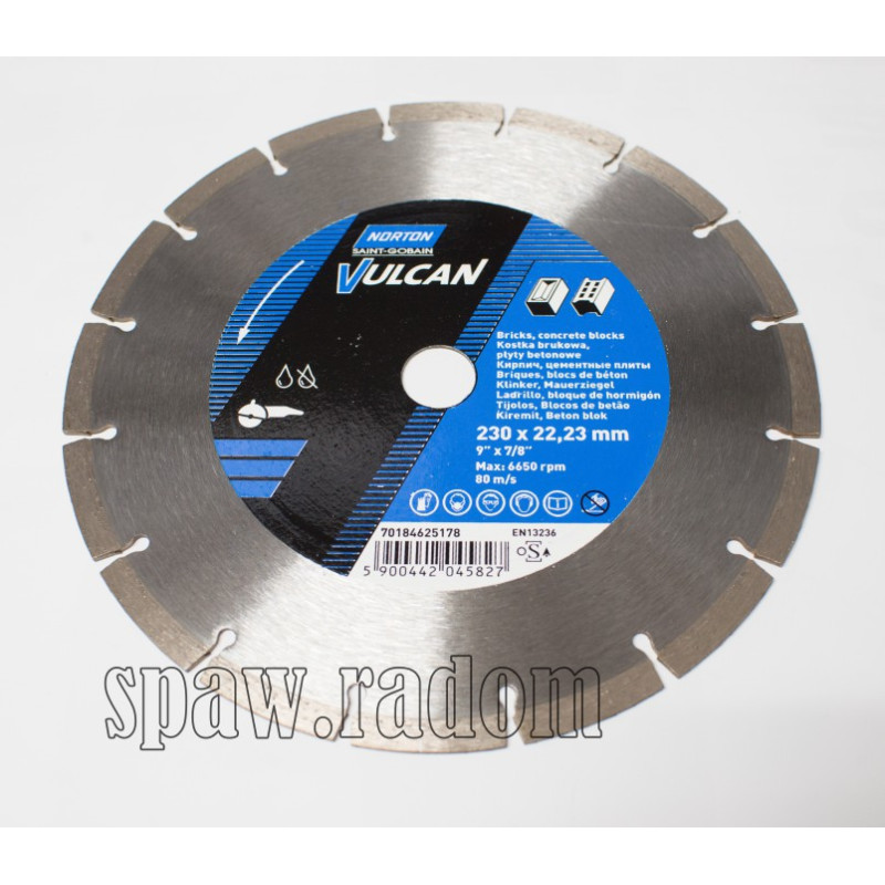 Tarcza diamentowa Vulcan Universal 230 x 22,23 NORTON (N0081)