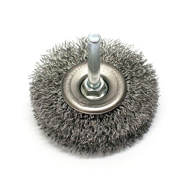 Szczotka tarczowa stalowa fi 60 na trzpieniu fi 6 (S0014)