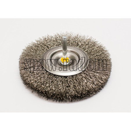 Szczotka tarczowa nierdzewna fi 120 na trzpieniu fi 6 (S0196)