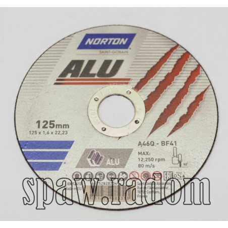 Tarcze do cięcia aluminium 125x1.0x22.23 NORTON (N6996) zestaw 10szt. + 1szt gratis