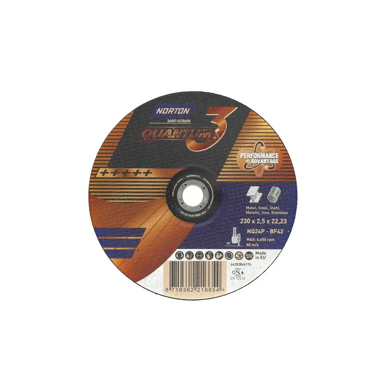 Tarcza do cięcia metal/inox Quantum 3 230x2,5x22.23 NORTON (N6314)