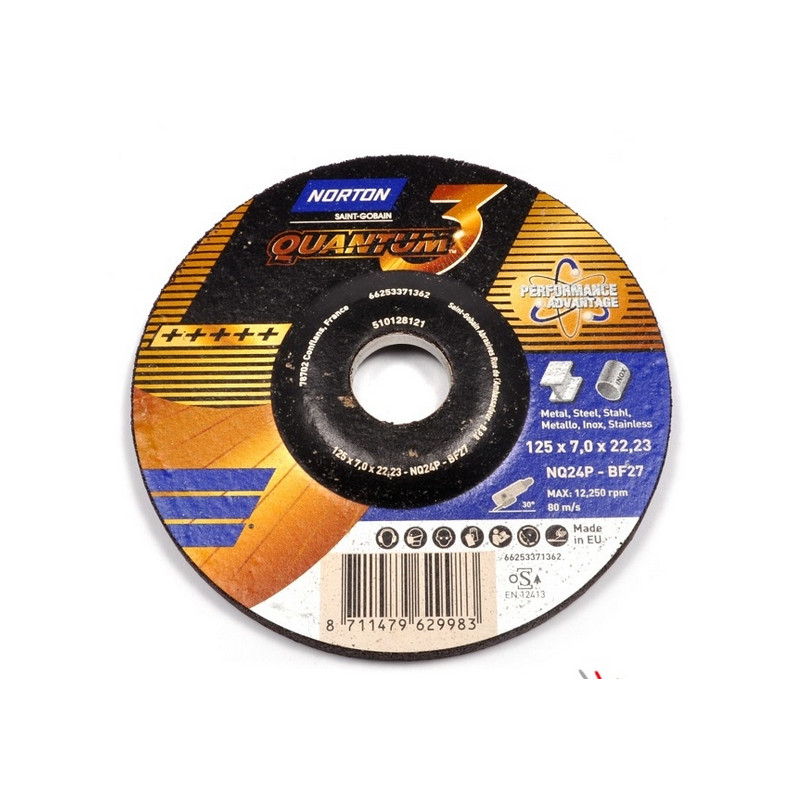 Tarcza do szlifowania metal/inox Quantum3 27 125x7,0 NORTON (N9689)