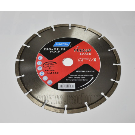 Tarcza diamentowa do betonu Vulcan Laser 230 x 22,23 NORTON (N0103)
