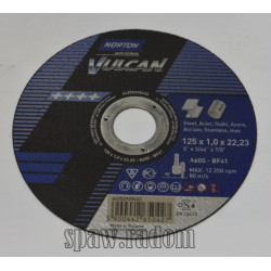 Tarcza do cięcia metal/inox Vulcan 125x1.0x22.23 (zestaw 10szt. w puszcze) NORTON (N4799)