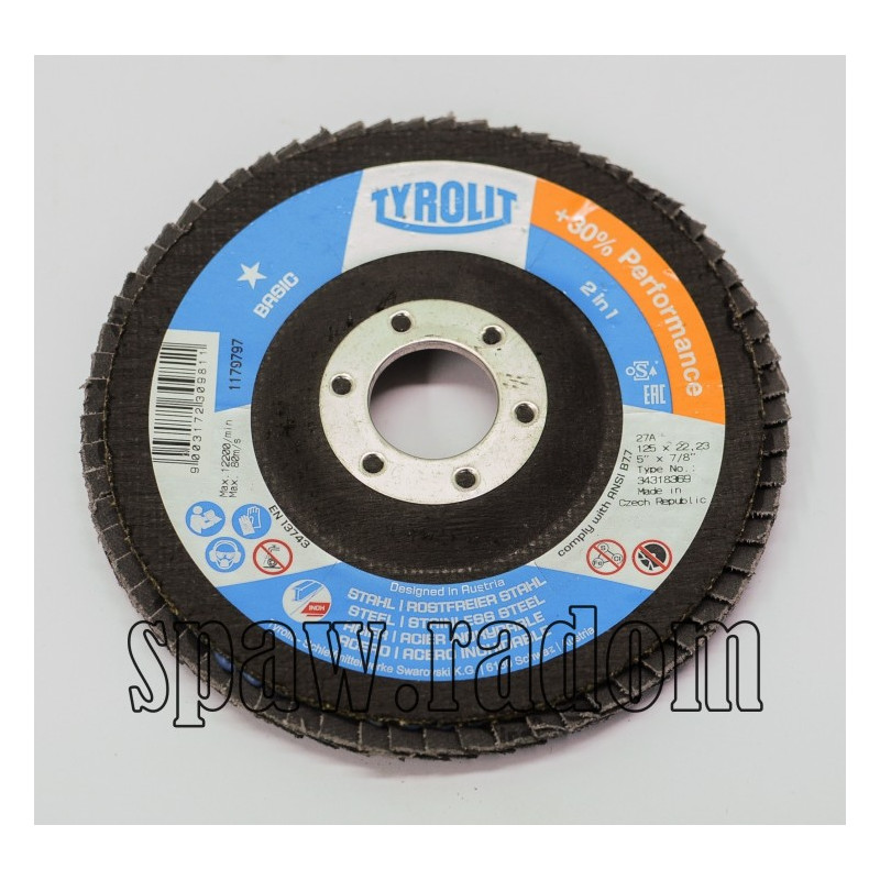 Ściernica lamelkowa fi 125x22 gr 80 metal/inox Basic/ONE TYROLIT (T0002)