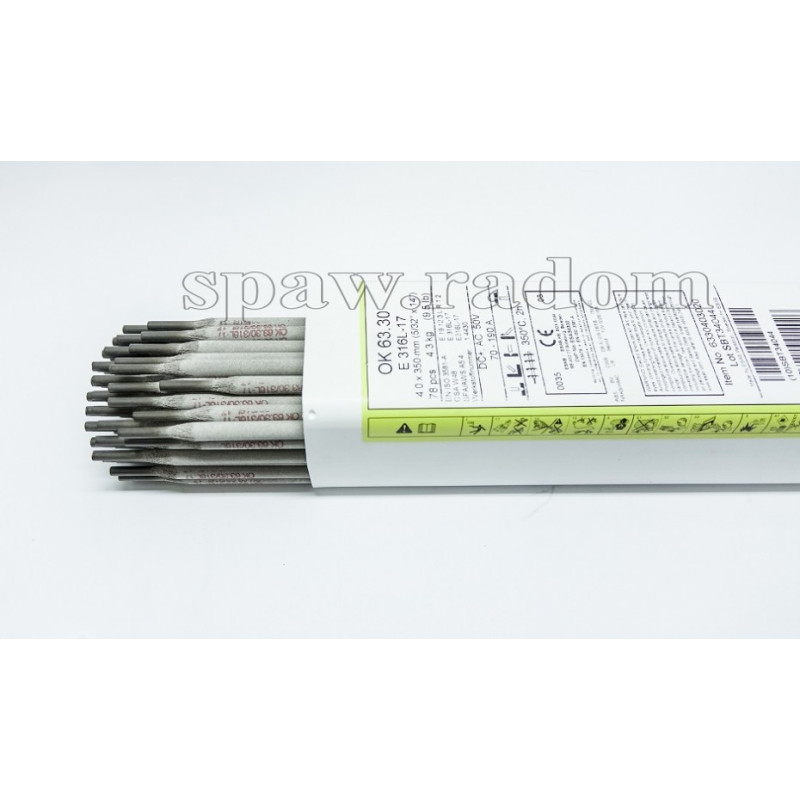 Elektroda OK 63.30 (316L) fi 4,0 x 350mm/78szt/4,3kg ESAB (ESAB6499) (cena za 1szt.)