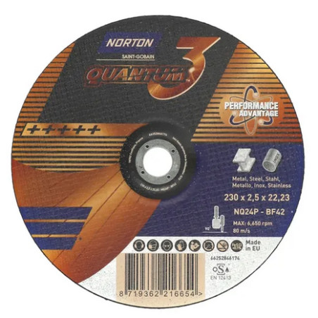 Tarcza do cięcia metal/inox Quantum 3 230x2,5x22.23 NORTON (N6314)